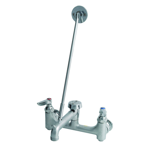 T&S Brass B-0665-BSTR 8" Wall Mount Service Sink Faucet with Vacuum Breaker and Pail Hook