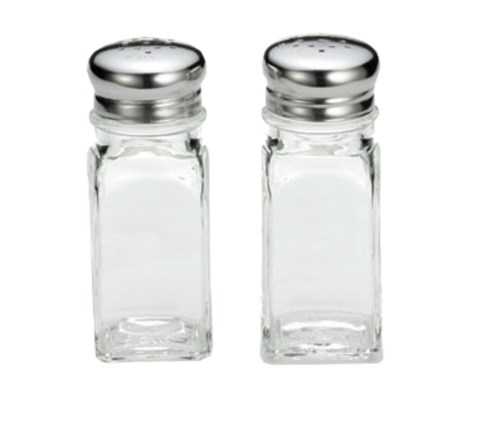 TableCraft Products 154S&P-2 Square Glass Salt and Pepper Shaker with Stainless Steel Top