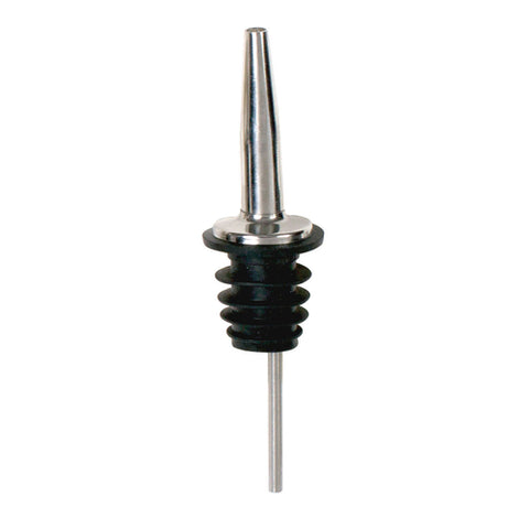 Winco PPM-4 Metal Liquor Pourer with Tapered Spout and Black Plastic Stopper