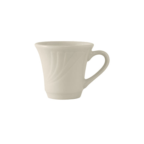 Tuxton China YEF-070 Monterey 6 oz. Eggshell Embossed Rim China Tall Cup