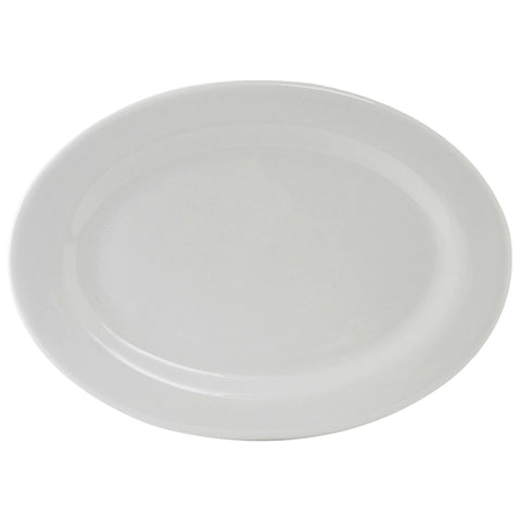 Tuxton China ALH-200 Alaska 20" x 13-3/4" Bright White Wide Rim Rolled Edge Oval China Platter