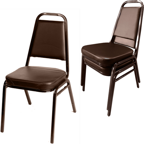 SL2082-ESP Oak Street Brown Vinyl Stacking Chair w/ Tapered Square Back