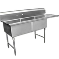 SE18182R GSW 57-1/4" x 24" 2-Compartment Sink w/ 18" Right Drainboard & 11-1/2" Backsplash-GSW USA