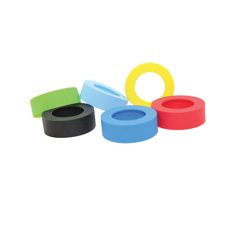 TableCraft SB53A Silicone Sauce Bands for 53mm Squeeze Bottles, Assorted 6 Colors, 12-Pack