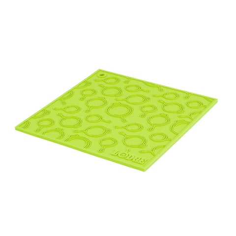 Lodge AS7SKT51 7" x 7" Green Silicone Skillet Pattern Trivet / Pot Holder