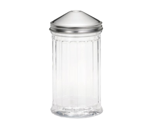 Tablecraft Products P55S 12 oz Plastic Fluted Sugar Pourer with Stainless Steel Center Pour Top
