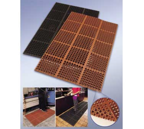 3525-C1 Cactus VIP TuffDek 3' x 5' Black Heavy-Duty Grease-Resistant Rubber Anti-Fatigue Floor Mat