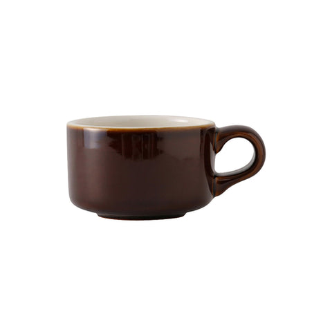 Tuxton China B1M-1204 12 oz. Caramel/Eggshell Vitrified China Soup Mug with Handle