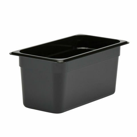 Cambro 36CW110 Camwear 1/3 Size Black Polycarbonate Food Pan, 6-Inch Deep