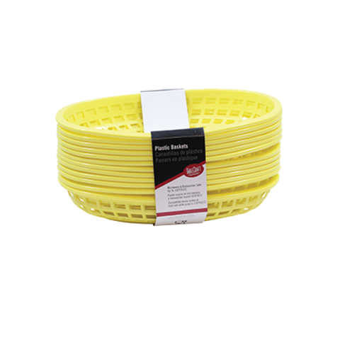 TableCraft Products C1074Y Yellow Oval Plastic Classic Basket, Pack of 12