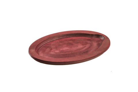 UOPB1 Lodge 9" x 11-3/4" Chili Pepper Red Oval Wood Underliner For Oval Serving Griddles