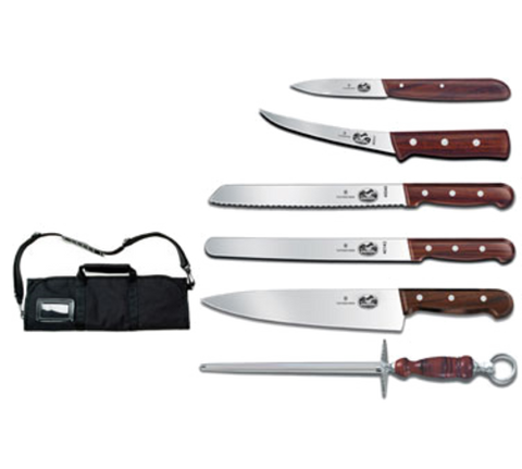 7.4012-X7  Victorinox 7-Piece Rosewood Handle Culinary Knife Set