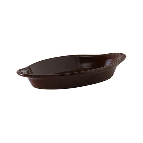 Tuxton China DMN-080 8 oz. Mahogany Oval China Welsh Rarebit