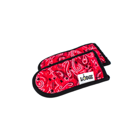 HHBAN41 Lodge Mfg Includes: (2) Red Bandana Print On Black, Hot Handle Mitt Set - Set