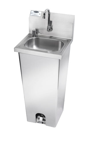 Krowne HS-14 Pedestal Hand Sink with Foot Valve, 15-3/4"W x 15"D x 42"H