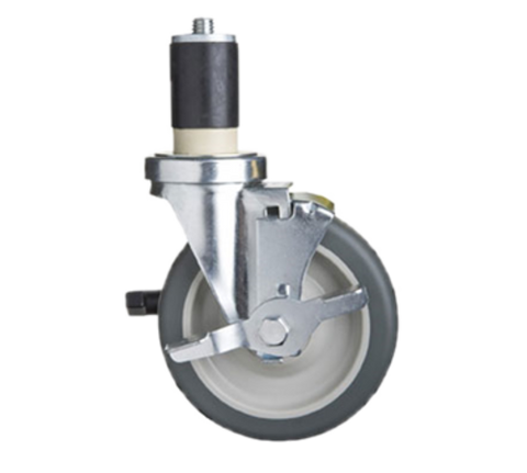 1880 Hospitality FECST5 5" Expandable Swivel Caster with Brake, Polyurethane, Set of 4