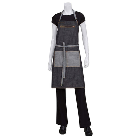 AB034BLK0 Chef Works 34"L x 30"W Manhattan Bib Apron