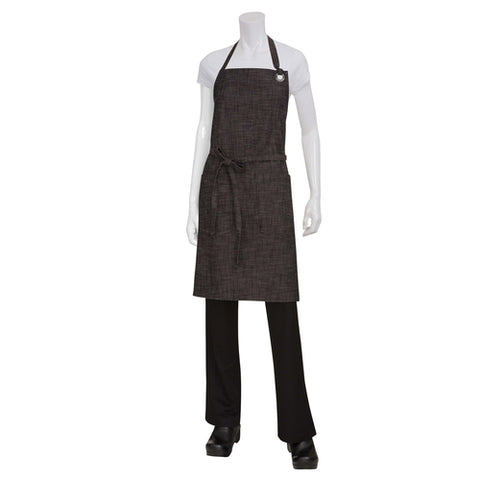Chef Works ABXX052BBG0 Corvallis Bib Apron, Black/Burgundy, 34"L x 30"W
