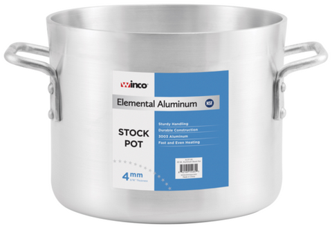 Winco ALST-50 Elemental 4mm Aluminum Stock Pot, 50 Qt.