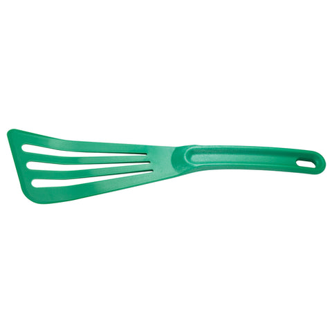 Mercer Culinary M35110GR Hell's Tools 12" Green High Temperature Slotted Turner / Spatula