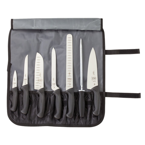 Mercer Culinary M21820 Millennia 8-Piece Knife Roll Set with Black Handles