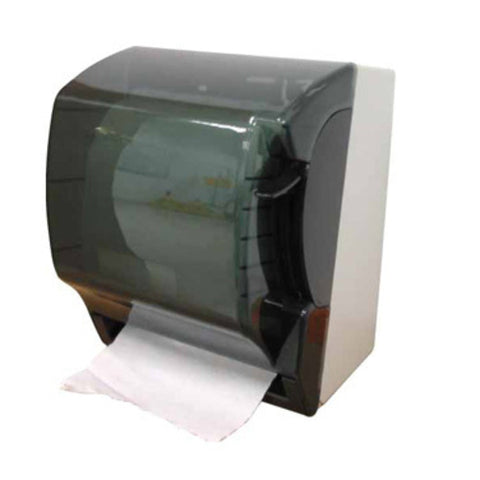 Winco TD-500 Roll Paper Towel Dispenser with Lever Handle, Black Plastic