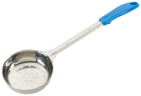 Winco FPP-8 One-Piece Perforated Stainless Steel Food Portioner, 8 oz, Blue Handle