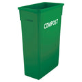 PTC-23GRC Winco 23gal Slender Trash Can, Green, COMPOST-WINCO