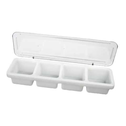 PLBC004P Thunder Group White 4-Compartment Bar Caddy With Cover-Thunder Group