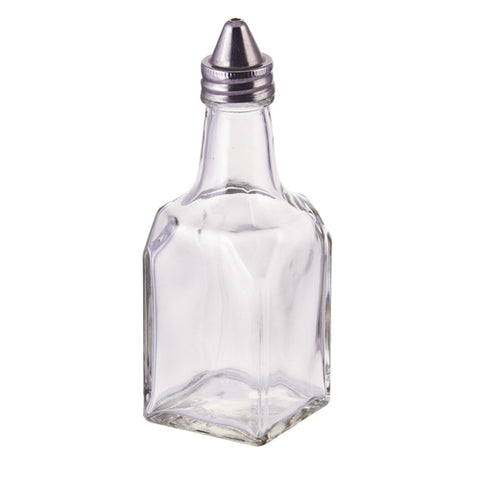 Winco G-104 6 oz Glass Oil and Vinegar Cruet with Stainless Steel Metal Top