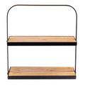 10718 TableCraft Products Rectangular Two-Tiered Display Stand, Collapsible, 17.3 x 8 x 18", Acacia &amp; Black Powder Coated Metal-Tablecraft Products