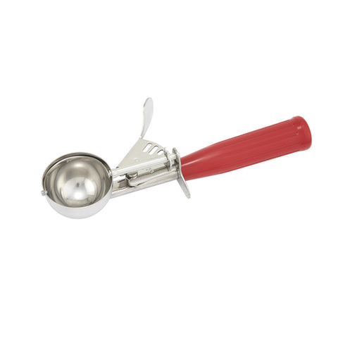 Winco ICD-24 Stainless Steel Thumb Press Disher with Red Plastic Handle, Size #24