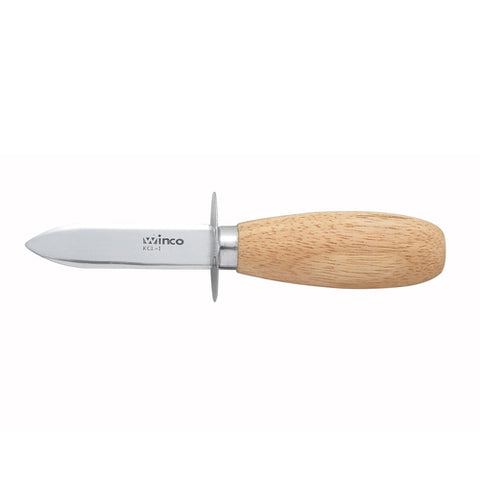 Winco KCL-1 Oyster/Clam Knife with 2-3/4" Blade and Wooden Handle
