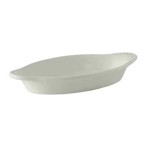 Tuxton China BWN-120 12 oz. Oval White Ceramic Welsh Rarebit Dish