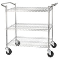 VCCD-2448B Winco 3-Tier Wire Shelving Cart, Chrome Plated, 24"x 48", Double Handle W brake-WINCO