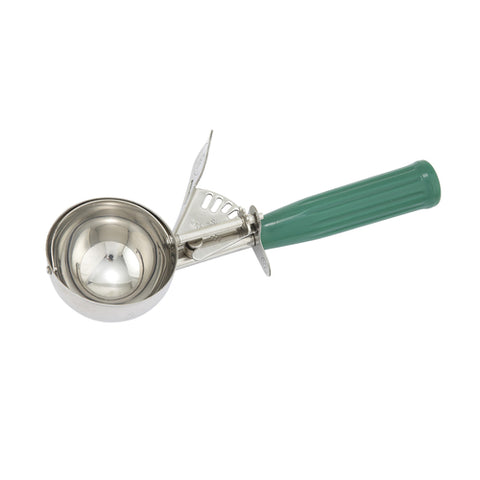 Winco ICD-12 Stainless Steel Thumb Press Disher, Size #12 with Green Plastic Handle