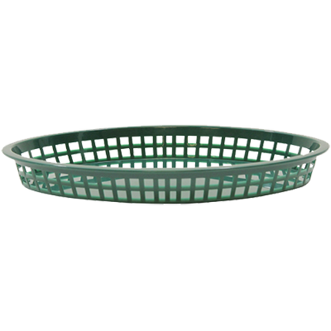 Tablecraft Products 1086FG Texas Platter Basket - 12-3/4" Oval, Forest Green Polypropylene