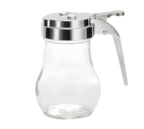 TableCraft 406CP 6 oz. Glass Teardrop Syrup Dispenser with Chrome-Plated ABS Top
