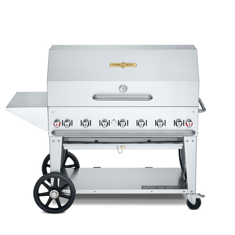 CV-MCB-48-SI BULK-PKG Crown Verity 48" Mobile Outdoor Charbroiler Includes Roll Dome, Removable End Shlef, LP