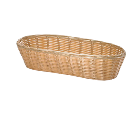 Tablecraft 1113W Handwoven Oblong Polypropylene Bread Basket, Natural, 13" x 5" x 3"