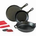 L6SPB41 Lodge Mfg 6 Piece, Lodge Seasoned Cast Iron Induction Cookware Set - Each-Lodge Manufacturing