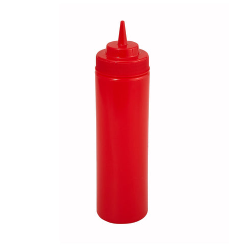 Winco PSW-24R 24 oz Wide-Mouth Squeeze Bottle, Red