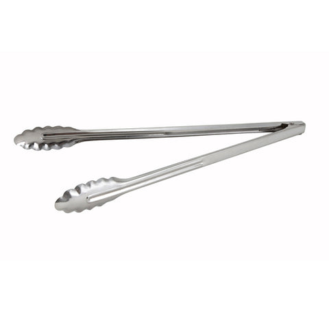 Winco UT-16LT 16" Medium Weight Stainless Steel Utility Tongs