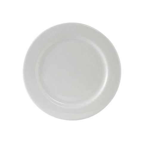 ALA-104 Tuxton Alaska 10-1/2" White Wide Rim Rolled Edge China Plate