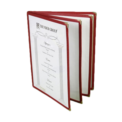 PLMENU-L4MA Thunder Group 8-1/2" x 11" Maroon 4 Page Menu Cover-Thunder Group