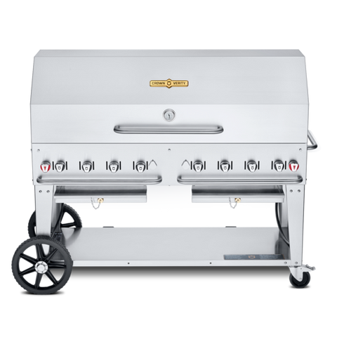 CV-MCB-60-1RDP-NG Crown Verity 60" Mobile Outdoor Charbroiler Includes Roll Dome, Bun Racks, NG