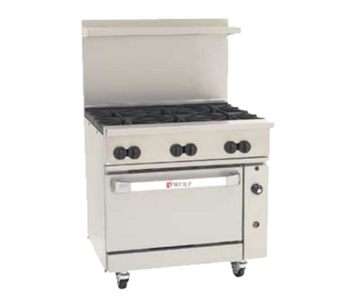 Wolf C36S-6BN Challenger XL 36 in 6-Burner Gas Range with Standard Oven