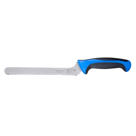 Mercer Culinary M22418BL Millennia Colors 8-Inch Offset Wavy Edge Bread Knife, Blue