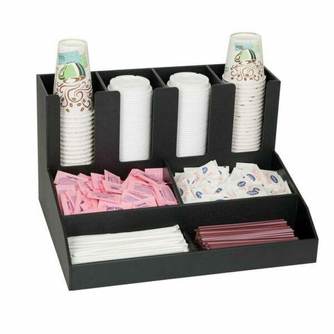 Dispense-Rite CLCO-4BT Countertop Cup, Lid, Condiment and Straw Organizer, 8 Compartments