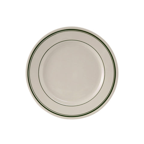 TGB-031 Tuxton 6-1/4" Eggshell Wide Rim China Plate w/Green Bands-Tuxton China